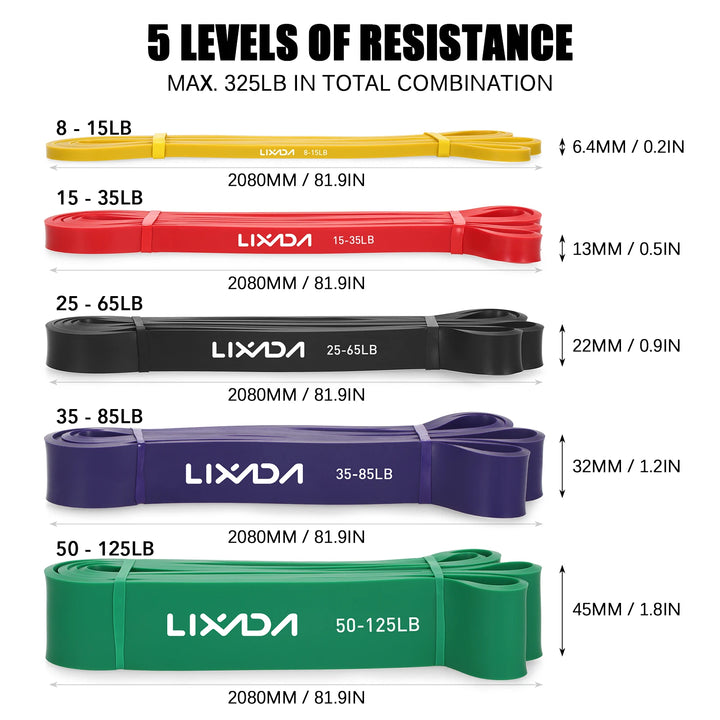 LIXADA 3/5 Pcs Resistance Bands Set Pull Up Loop Bands Home Gym