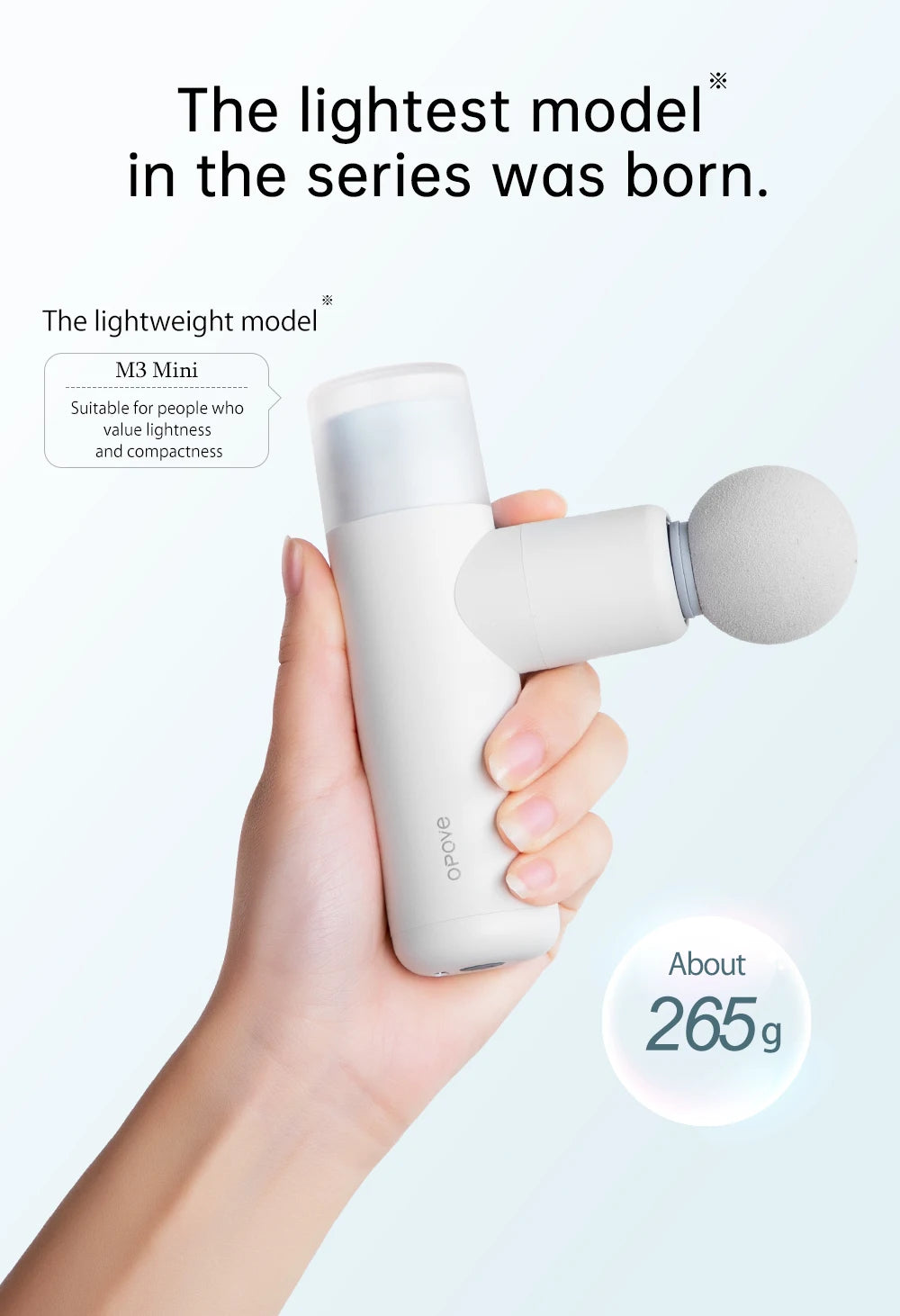 OPOVE M3 mini Massage Gun, 265g, Ultra Lightweight, Equipped with Face